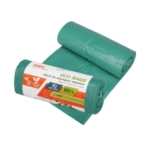 Worki do segregacji odpadów ECO BAGS 120L zielone 10 sztuk RAVI